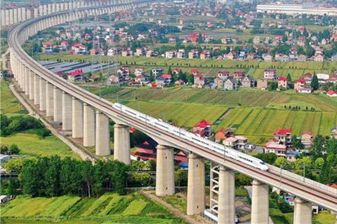 cn viaduct with high speed train