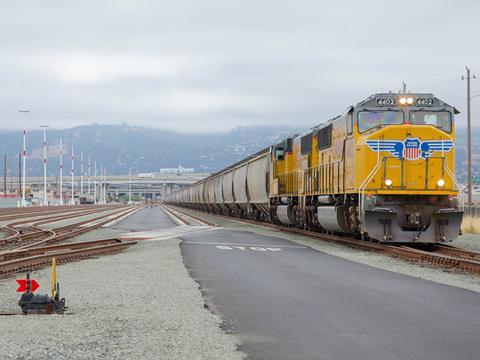 The first freight train at a new terminal at the Port of Oakland in California (Photo: Port of Oakland).