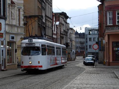 Grudziadz has a fleet of 19 Type 805Na/Nb trams and 10 Duewag GT8 cars.