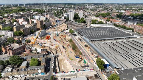 Aerial view of HS2's London Euston Station site