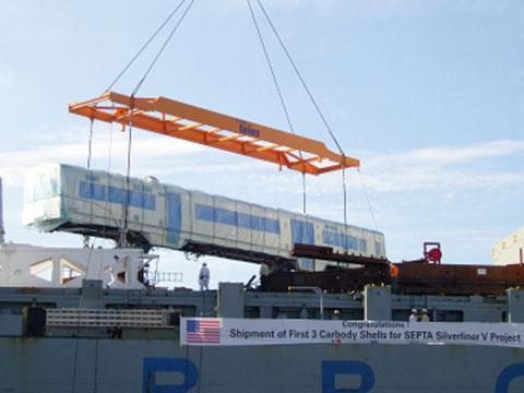 Silverliner V electric multiple-unit car bodyshells for Philadelphia's SEPTA.