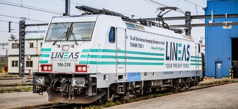 be Lineas coronavirus liveried locomotive