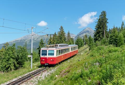 ZSSK EMU 405.953 works train Os8013 between Štrbské Pleso and Tatranský Lieskovec on July 5 2020, the last day of operation (Photo: Timo Gruchalák)