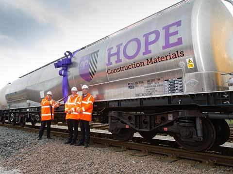 Cement wagons built by Feldbinder for Hope Construction Materials.