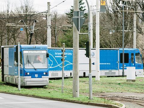 CarGoTram freight services have returned to Dresden’s tram network (Photo: Volkswagen).