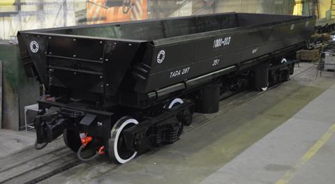 Kambarka Engineering Works has launched its VSK-1000 narrow gauge side-tipping wagon, which has a new design of bogie.