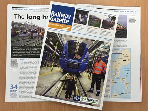 October 2015 issue of Railway Gazette International magazine.