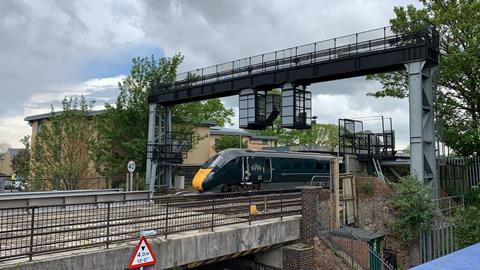 GWR train leaving Oxford station over the existing Botley Road bridge (Photo Network Rail)