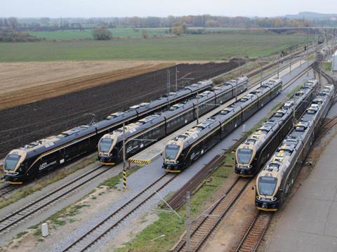 LEO Express fleet of Stadler Flirt electric multiple-units.