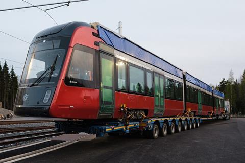 fi Tampere's first tram has been delivered (Photo: Pasi Tiitola, Tampere Tramway)