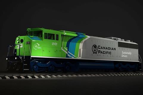 Canadian Pacific hydrogen locomotive impression