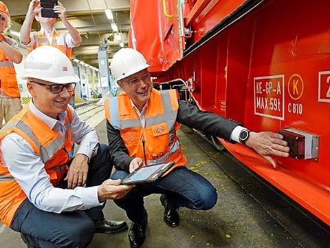 A total of 34 000 wagons, or half of DB Cargo’s fleet, have now been equipped with telematics and smart sensors.