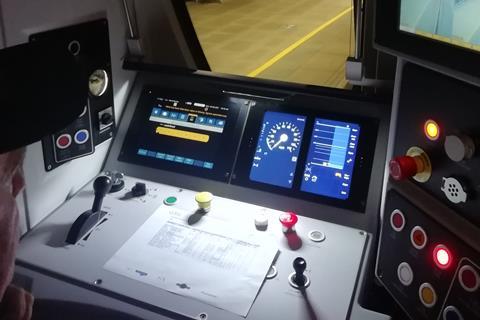 GTR Class 717 cab interior during ETCS tests
