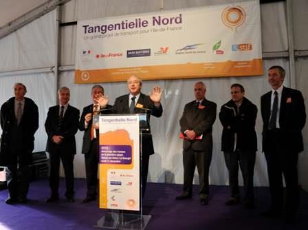 Jean-Paul Huchon at the launch of Tangentielle Nord on December 13 (RFF/Marc Le Franc).