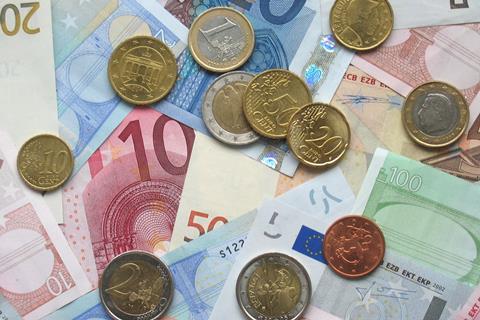 Euro money notes and coins