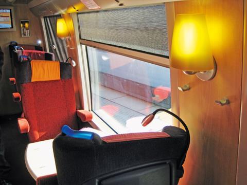 Train interior.