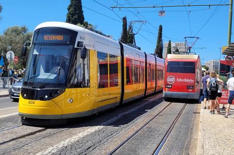 CAF Urbos tram on test in Lisboa