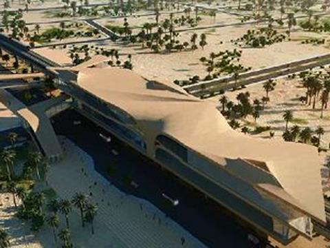 Impression of an elevated station for the Doha metro.
