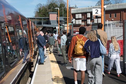 Kings Heath station on the first day of service