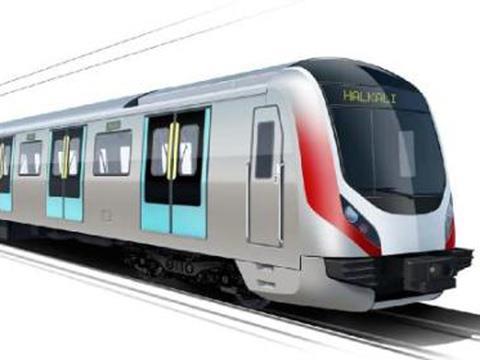 Impression of Hyundai Rotem train for the Marmaray project.
