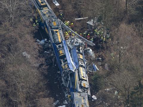 Aerial view of the Bad Aibling crash scene. Photo: PA Images