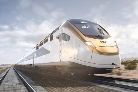 Saudi Arabia Railways Stadler inter-city train impression (Image Nose Design Experience)