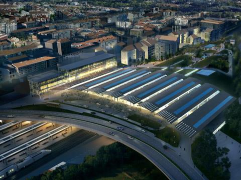 Impression of new station at Ourense (Foster + Partners).