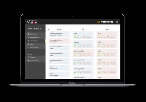 On-train infotainment provider GoMedia is to use sentiment analysis software from Wordnerds to help train operators make sense of passengers’ comments in social media posts, online reviews, surveys and forums.