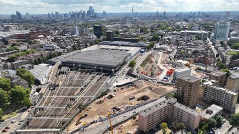 Aerial view of HS2's London Euston station site