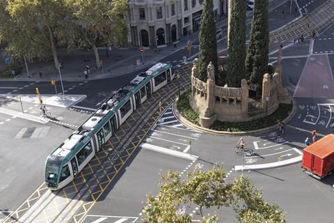 Barcelona tram using APS power (Photo Alstom)