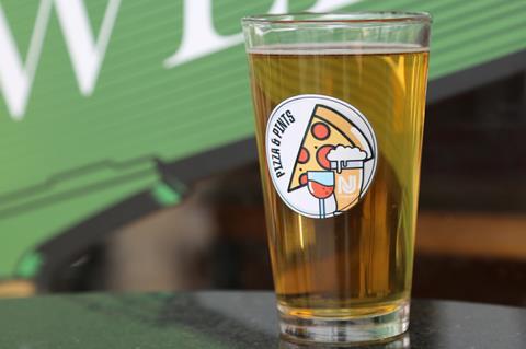 Pizza and Pint glass (Photo NJ Transit)