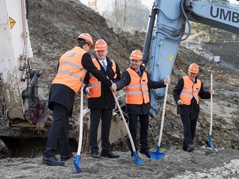 A groundbreaking ceremony for the 2·7 km new Bözberg Tunnelwas held at Schinznach-Dorf on March 9 (Photo: SBB).