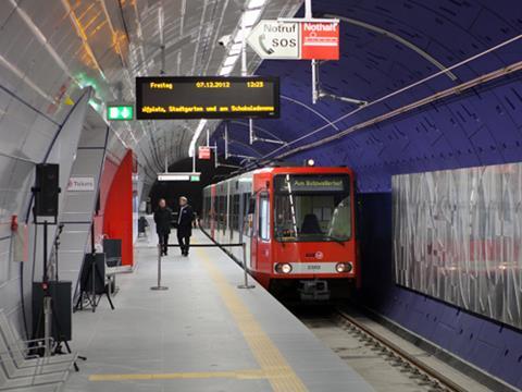 Rathaus station on Köln light rail Line 5.