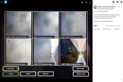 RMT Facebook post showing DOO camera images in poor weather 10 December 2022