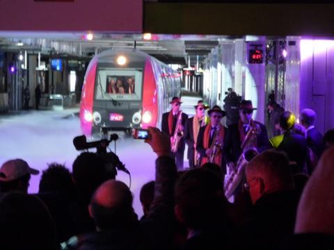 First Francilien arrives at Paris Nord.