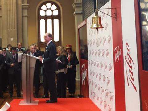 Talgo CEO Carlos de Palacio rang the Madrid stock exchange opening bell at 14.00.