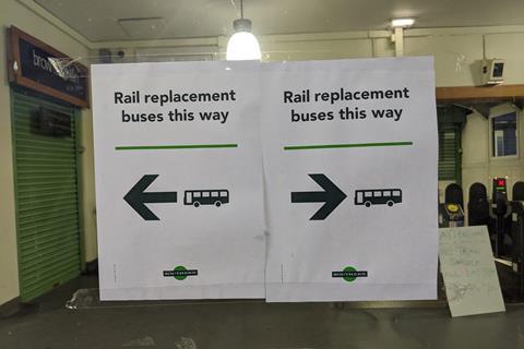 Southern rail replacement bus sign