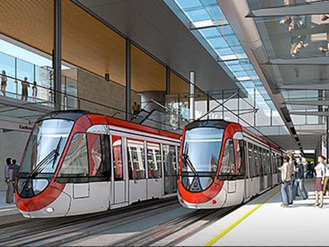 Impression of Confederation Line light rail station in Ottawa.