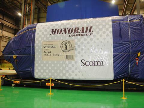 First Mumbai monorail car leaves the Scomi factory in Malaysia.
