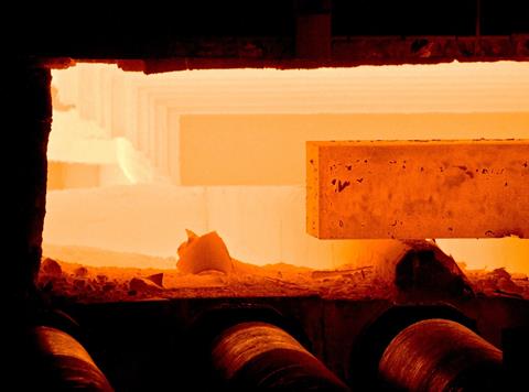 Rail being manufactured by British Steel