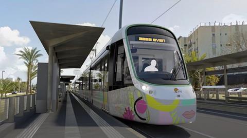 Tel Aviv Green Line Alstom Citadis tram impression