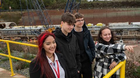 Young people out on a site visit during the Open Doors event at Long Itchington, October 2022