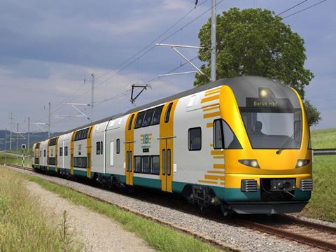 Impression of Stadler double-deck train for ODEG.