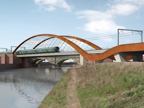 Possible design for the Ordsall Chord bridge over the River Irwell.