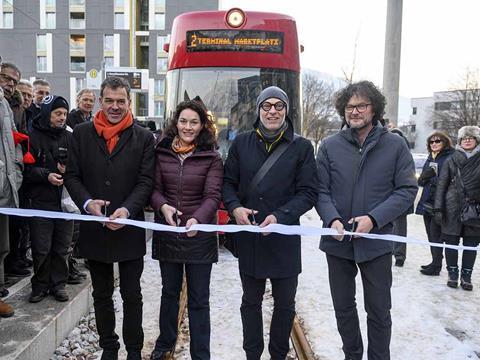 The tram extension to Olympisches Dorf was ceremonially opened on January 25.