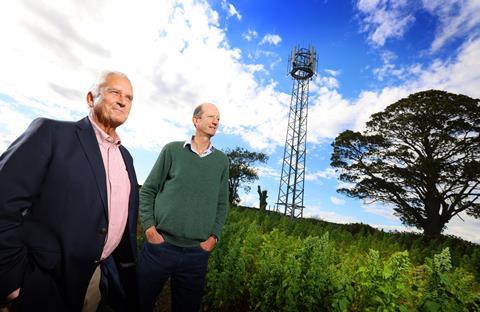 Glen Sanderson, Leader of Northumberland County Council and Mark Bridgeman, local farmer and landowner near new phone mast