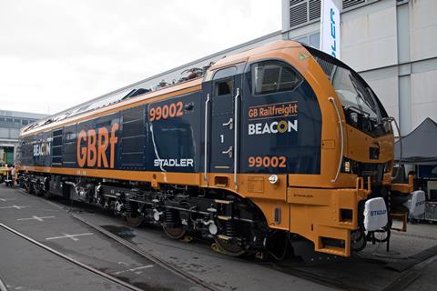 GB Railfreight electro-diesel loco on show loco in Berlin (Photo Tony Miles)