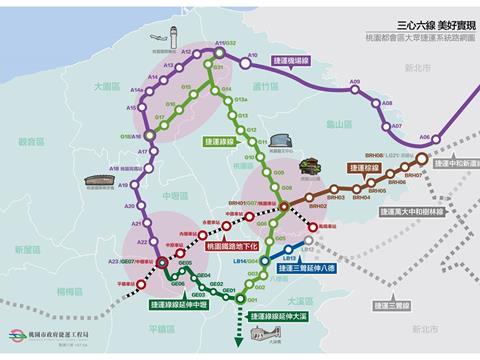 Map of the Green Line automated metro project in Taoyuan.