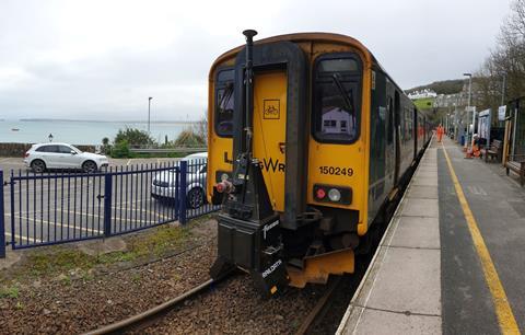 Fugro’s train-based RILA technology attached to a passenger train in St Ives.
