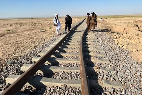 Afghan railway from Iran with damaged track